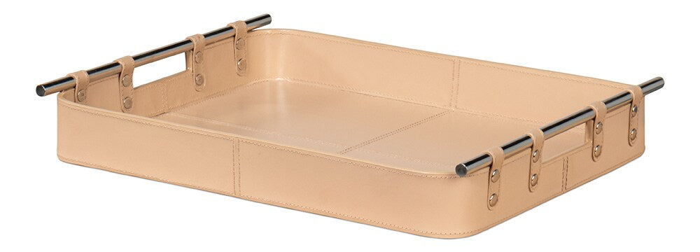 Sarreid Ltd - Safari Leather Tray, Mushroom - 54008-5 veiw 1