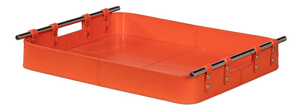 Sarreid Ltd - Safari Leather Tray, Orangeade - 54008-6 veiw 1