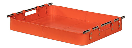 Sarreid Ltd - Safari Leather Tray, Orangeade - 54008-6 veiw 1