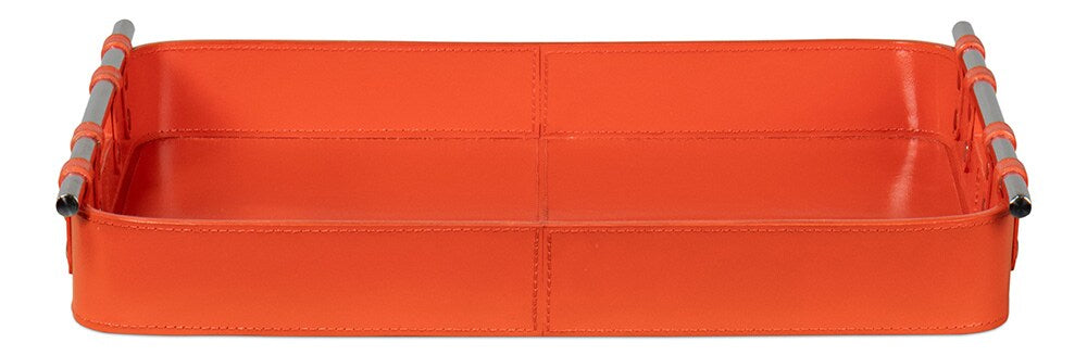 Sarreid Ltd - Safari Leather Tray, Orangeade - 54008-6 veiw 2