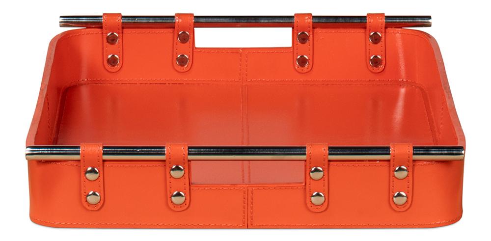 Sarreid Ltd - Safari Leather Tray, Orangeade - 54008-6 veiw 4