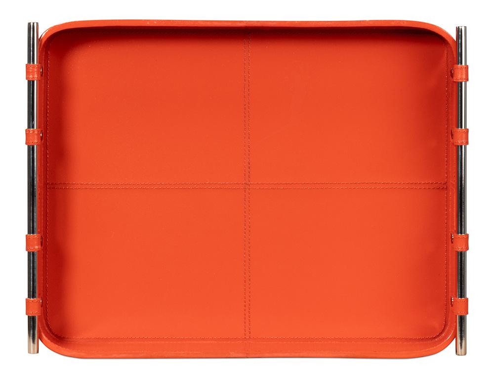Sarreid Ltd - Safari Leather Tray, Orangeade - 54008-6 veiw 5
