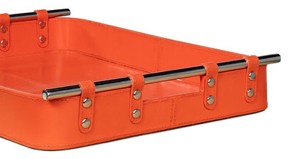 Sarreid Ltd - Safari Leather Tray, Orangeade - 54008-6 veiw 6