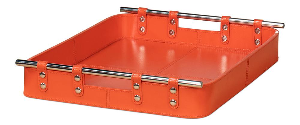Sarreid Ltd - Safari Leather Tray, Orangeade - 54008-6 veiw 11