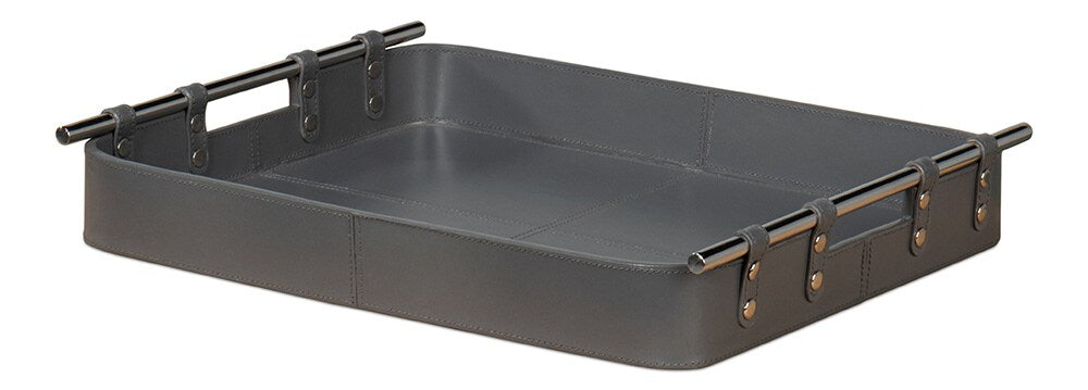 Sarreid Ltd - Safari Leather Tray, Quiet Shade - 54008-1 veiw 1