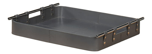 Sarreid Ltd - Safari Leather Tray, Quiet Shade - 54008-1 veiw 1