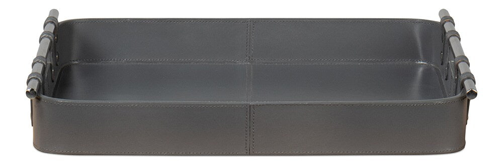 Sarreid Ltd - Safari Leather Tray, Quiet Shade - 54008-1 veiw 2