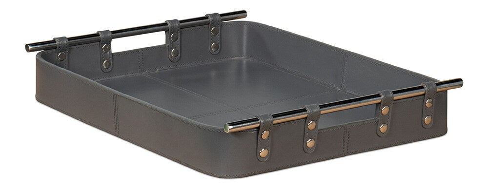 Sarreid Ltd - Safari Leather Tray, Quiet Shade - 54008-1 veiw 3