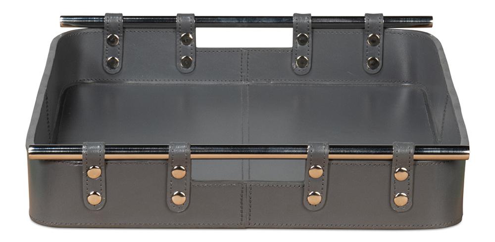 Sarreid Ltd - Safari Leather Tray, Quiet Shade - 54008-1 veiw 4