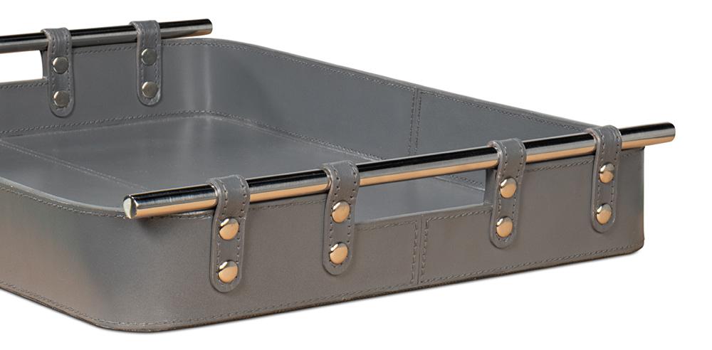 Sarreid Ltd - Safari Leather Tray, Quiet Shade - 54008-1 veiw 6
