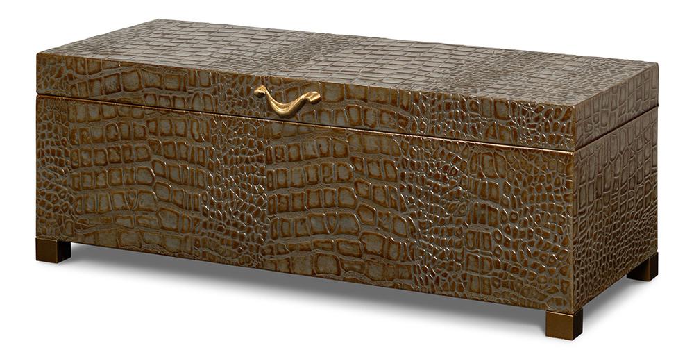Sarreid Ltd - Lyle Leather Box, Antique Green - 54012-3 veiw 1