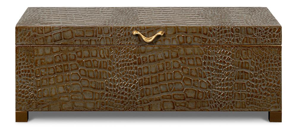 Sarreid Ltd - Lyle Leather Box, Antique Green - 54012-3 veiw 2