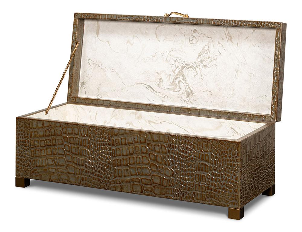 Sarreid Ltd - Lyle Leather Box, Antique Green - 54012-3 veiw 3
