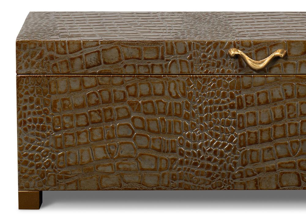 Sarreid Ltd - Lyle Leather Box, Antique Green - 54012-3 veiw 5