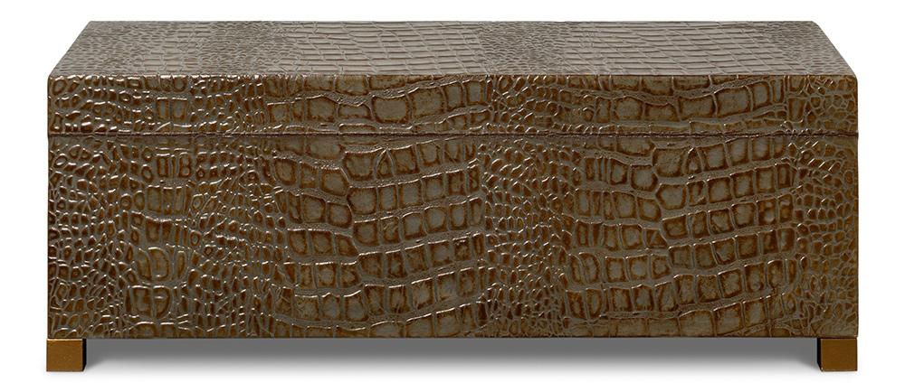 Sarreid Ltd - Lyle Leather Box, Antique Green - 54012-3 veiw 7