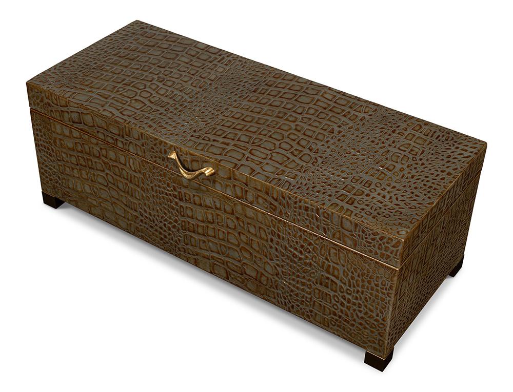 Sarreid Ltd - Lyle Leather Box, Antique Green - 54012-3 veiw 9