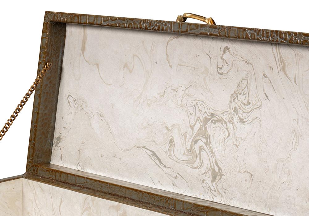 Sarreid Ltd - Lyle Leather Box, Antique Green - 54012-3 veiw 11