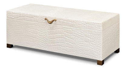 Sarreid Ltd - Lyle Leather Box, Pearl - 54012-2 veiw 1