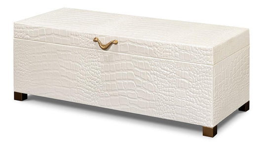 Sarreid Ltd - Lyle Leather Box, Pearl - 54012-2 veiw 1