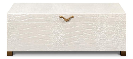 Sarreid Ltd - Lyle Leather Box, Pearl - 54012-2 veiw 2