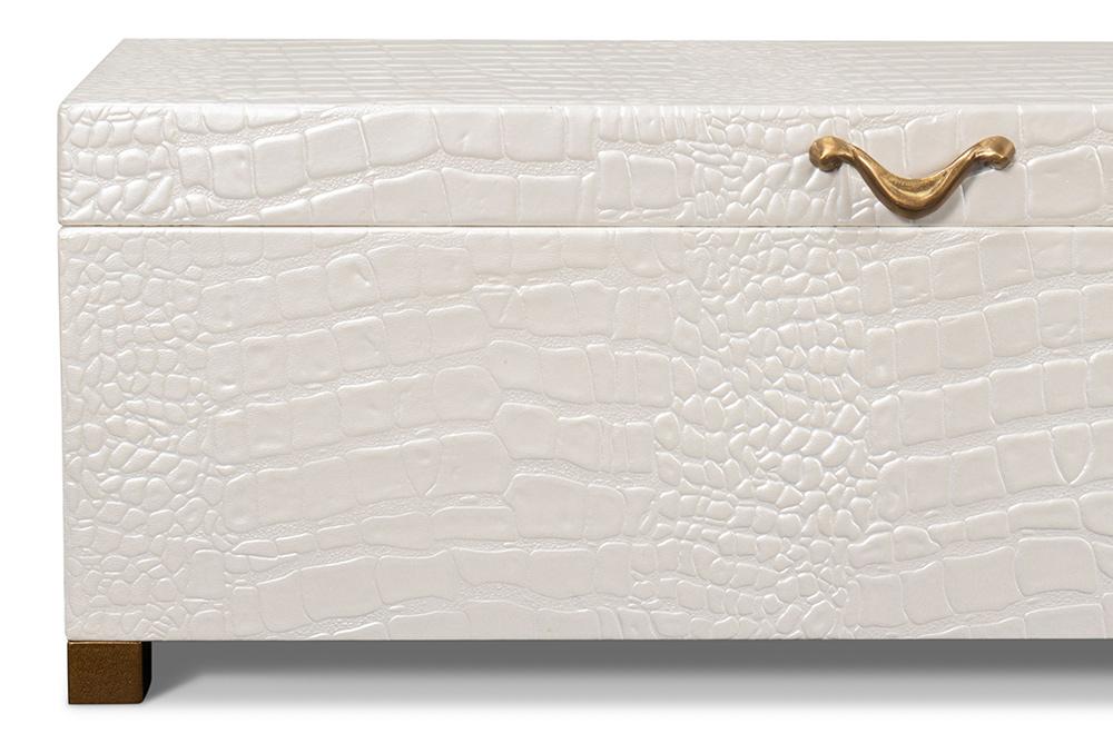Sarreid Ltd - Lyle Leather Box, Pearl - 54012-2 veiw 5