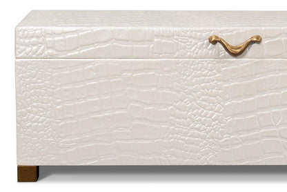 Sarreid Ltd - Lyle Leather Box, Pearl - 54012-2 veiw 5