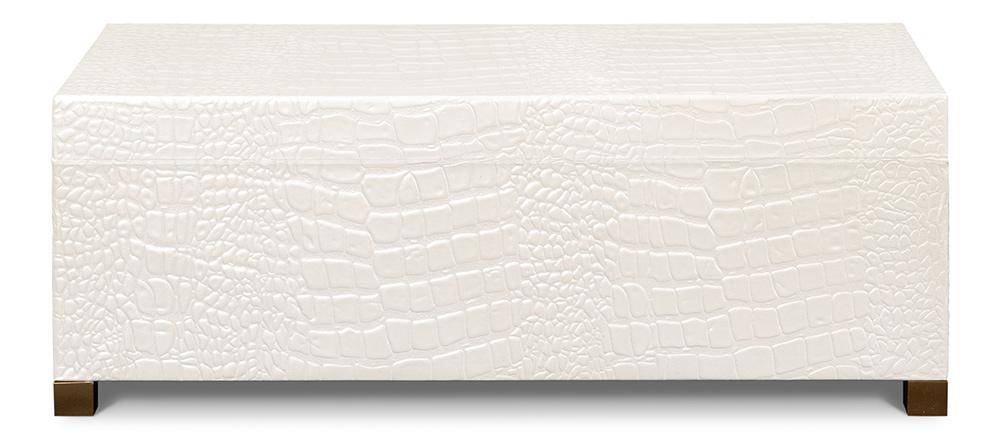 Sarreid Ltd - Lyle Leather Box, Pearl - 54012-2 veiw 7