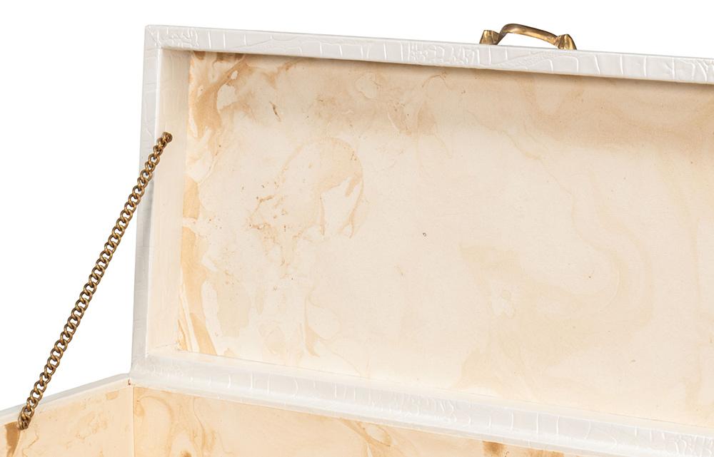 Sarreid Ltd - Lyle Leather Box, Pearl - 54012-2 veiw 11