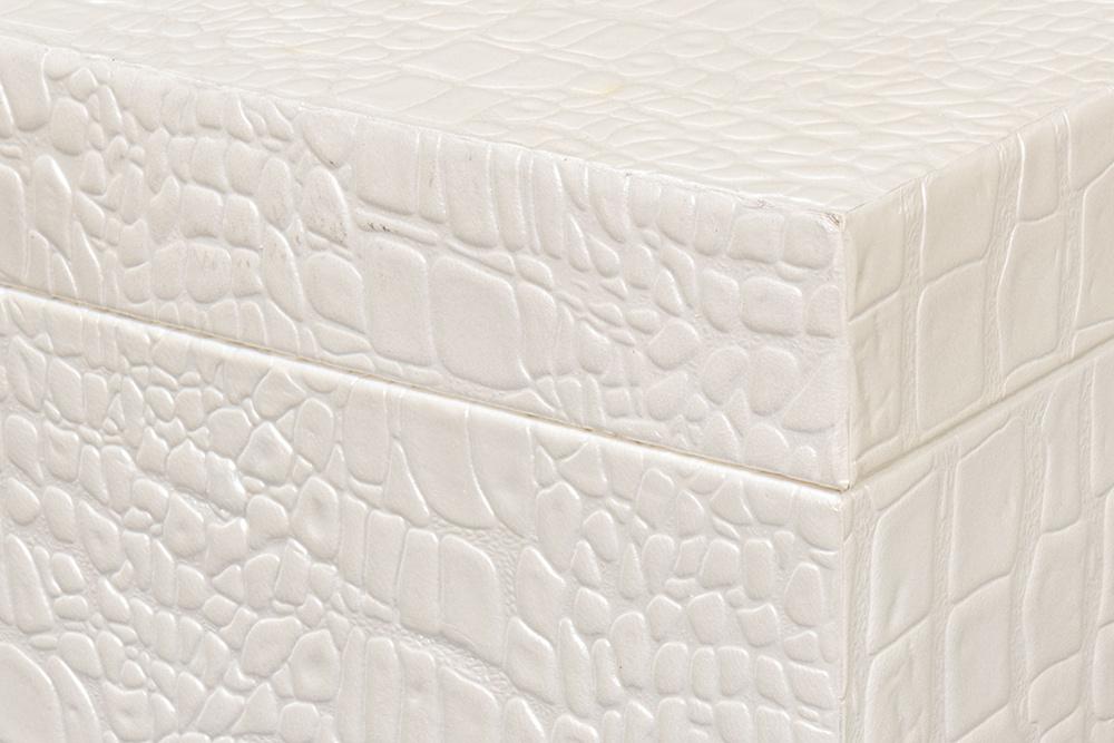 Sarreid Ltd - Lyle Leather Box, Pearl - 54012-2 veiw 12