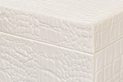 Sarreid Ltd - Lyle Leather Box, Pearl - 54012-2 veiw 12