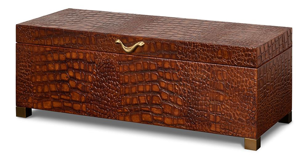 Sarreid Ltd - Lyle Leather Box, Tan Tessoro - 54012-4 veiw 1