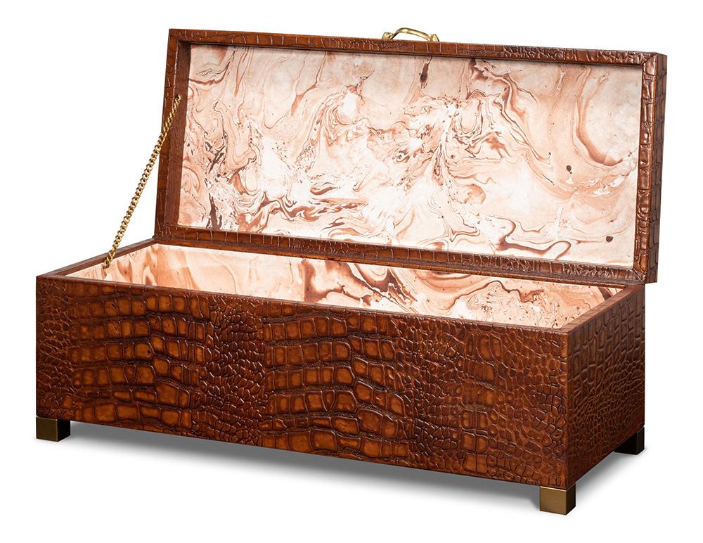 Sarreid Ltd - Lyle Leather Box, Tan Tessoro - 54012-4 veiw 3