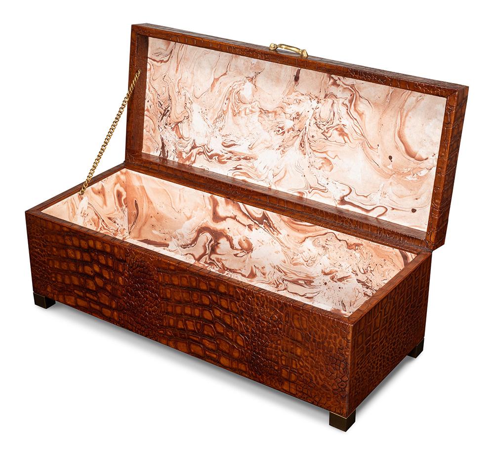 Sarreid Ltd - Lyle Leather Box, Tan Tessoro - 54012-4 veiw 4
