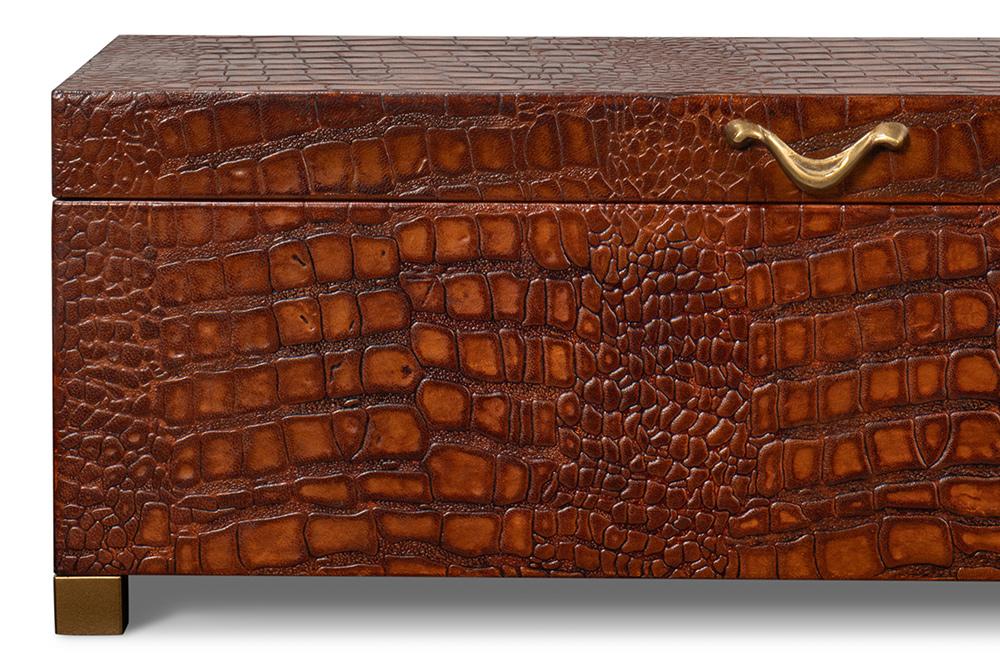 Sarreid Ltd - Lyle Leather Box, Tan Tessoro - 54012-4 veiw 5