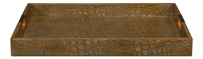 Sarreid Ltd - Norton Leather Tray,Croco Leather,Ant Gr - 54014-3 veiw 2
