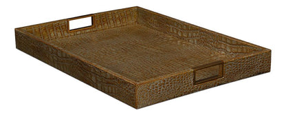 Sarreid Ltd - Norton Leather Tray,Croco Leather,Ant Gr - 54014-3 veiw 3