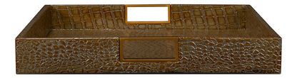 Sarreid Ltd - Norton Leather Tray,Croco Leather,Ant Gr - 54014-3 veiw 10