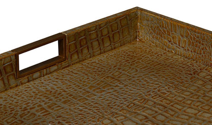 Sarreid Ltd - Norton Leather Tray,Croco Leather,Ant Gr - 54014-3 veiw 11
