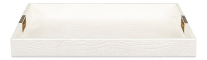 Sarreid Ltd - Norton Leather Tray,Croco Leather, Pearl - 54014-2 veiw 2