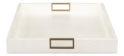 Sarreid Ltd - Norton Leather Tray,Croco Leather, Pearl - 54014-2 veiw 8