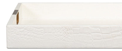 Sarreid Ltd - Norton Leather Tray,Croco Leather, Pearl - 54014-2 veiw 9