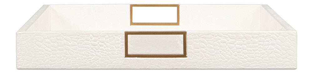Sarreid Ltd - Norton Leather Tray,Croco Leather, Pearl - 54014-2 veiw 10