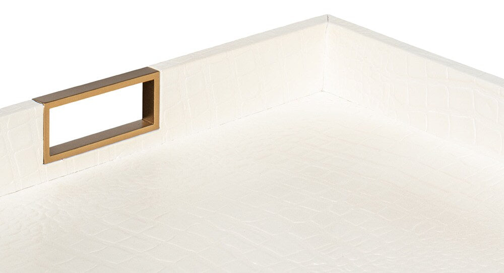 Sarreid Ltd - Norton Leather Tray,Croco Leather, Pearl - 54014-2 veiw 11