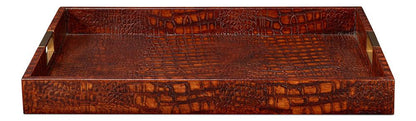 Sarreid Ltd - Norton Leather Tray, Croco Leather, Tan - 54014-4 veiw 2