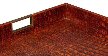 Sarreid Ltd - Norton Leather Tray, Croco Leather, Tan - 54014-4 veiw 11