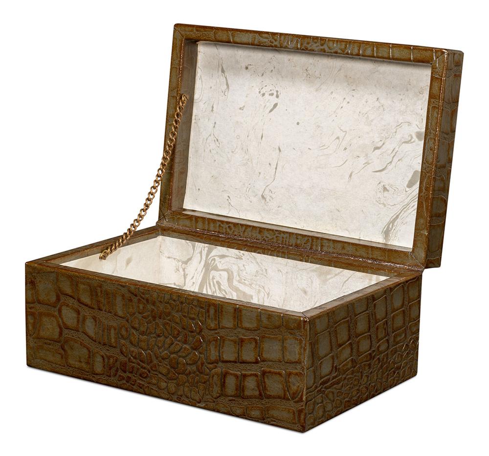 Sarreid Ltd - Candece Leather Box,Antique Green, S/2 - 54013-3 veiw 3