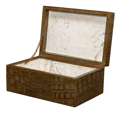 Sarreid Ltd - Candece Leather Box,Antique Green, S/2 - 54013-3 veiw 3