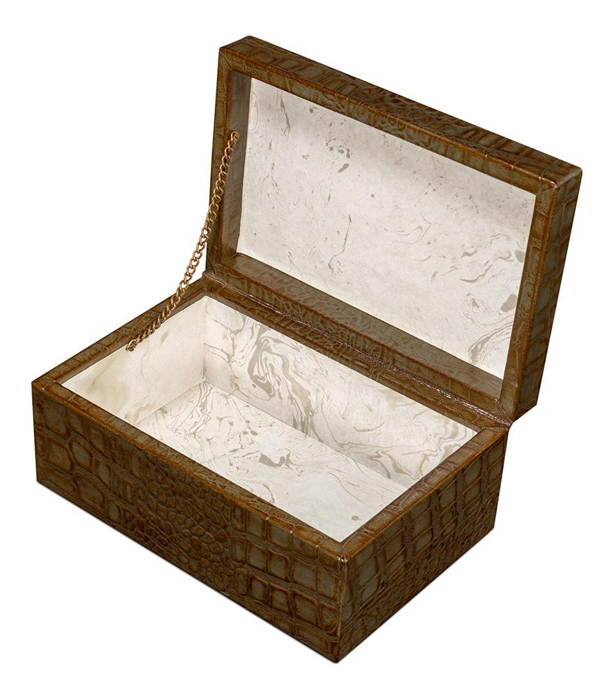 Sarreid Ltd - Candece Leather Box,Antique Green, S/2 - 54013-3 veiw 4