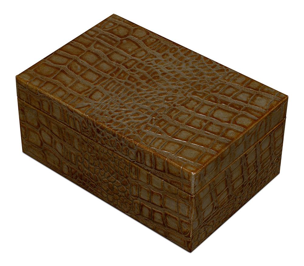 Sarreid Ltd - Candece Leather Box,Antique Green, S/2 - 54013-3 veiw 5