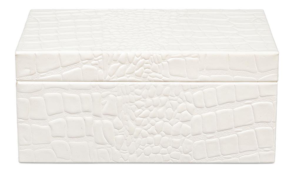 Sarreid Ltd - Candece Leather Box, Pearl, S/2 - 54013-2 veiw 2